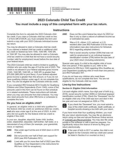 Form DR0104CN Colorado Child Tax Credit - Colorado, 2023