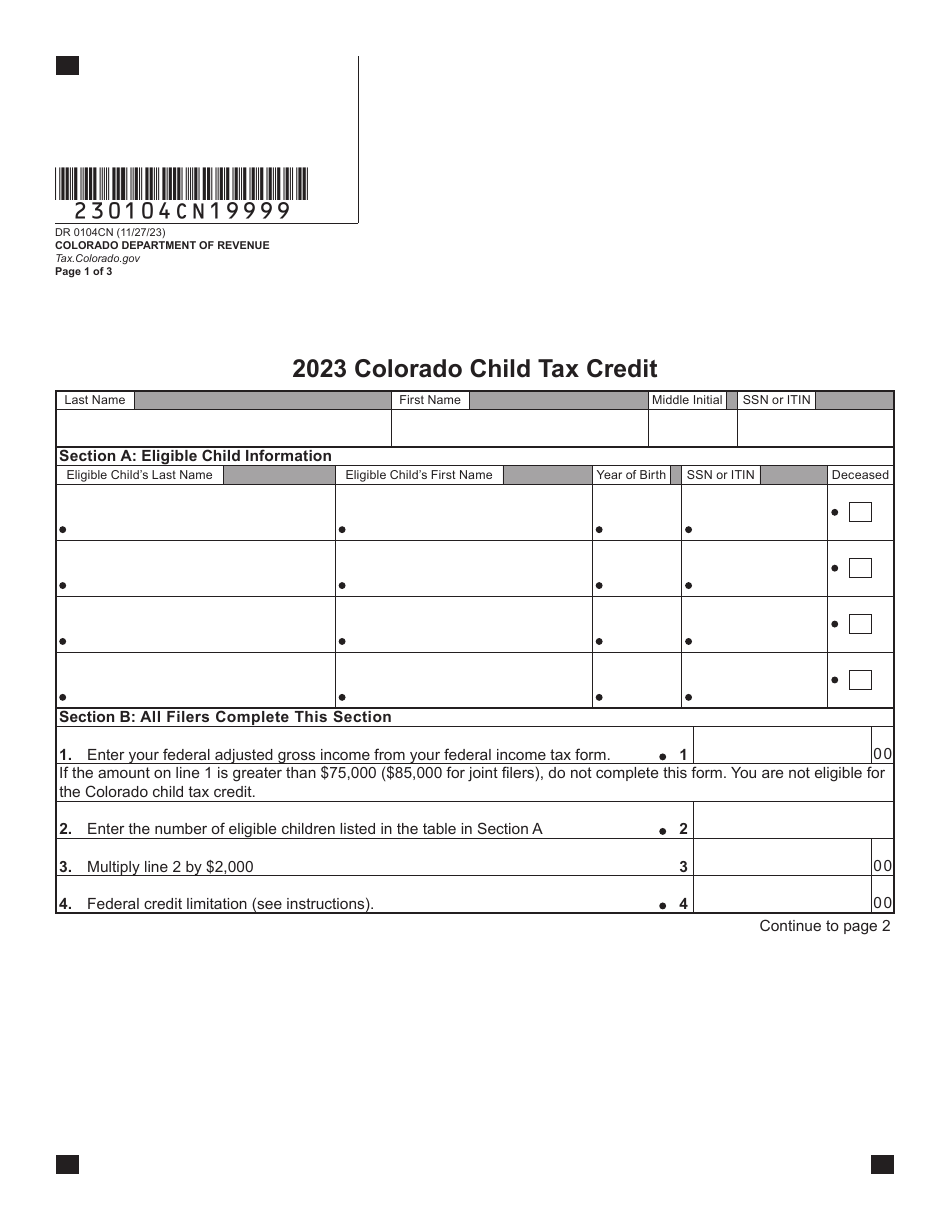 Form DR0104CN Colorado Child Tax Credit - Colorado, Page 4