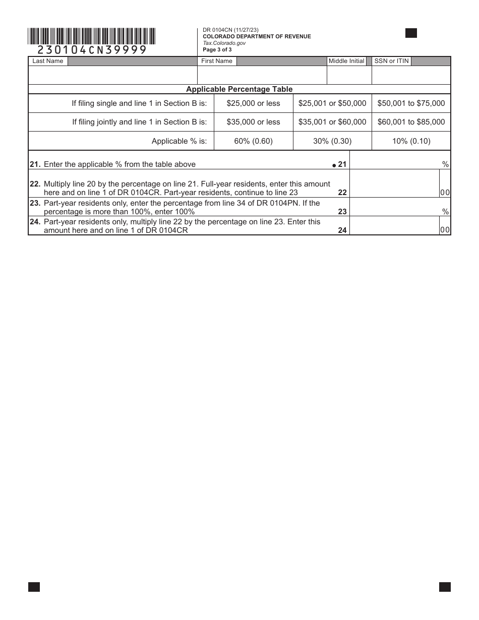 Form DR0104CN Colorado Child Tax Credit - Colorado, Page 6