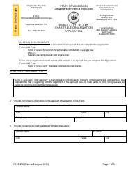 Form CRED296 Charitable Organization Application - Wisconsin