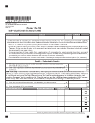 Document preview: Form DR0104CR Individual Income Tax Credit Schedule - Colorado, 2023