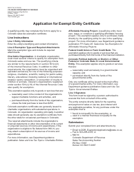 Document preview: Form DR0715 Application for Exempt Entity Certificate - Colorado