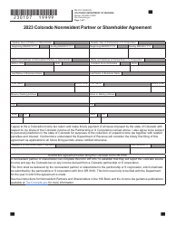 Form DR0107 Colorado Nonresident Partner or Shareholder Agreement - Colorado