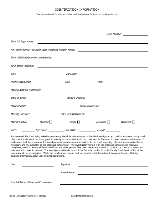 Form FCS-001 Identification Information - County of Kern, California