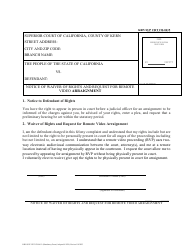 Document preview: Form KRN SUP CRT CR-0415 Notice of Waiver of Rights and Request for Remote Video Arraignment - County of Kern, California
