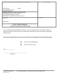Document preview: Form KERN-0029 Civil Harassment (Law Enforcement Information) - County of Kern, California