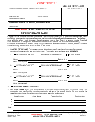 Document preview: Form KRN SUP CRT FL-0122 Confidential - Party Identification and Notice of Related Case(S) - County of Kern, California