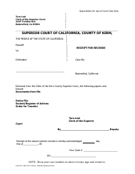 Document preview: Form Sup Crt9410 CR 010 Receipt for Records - County of Kern, California