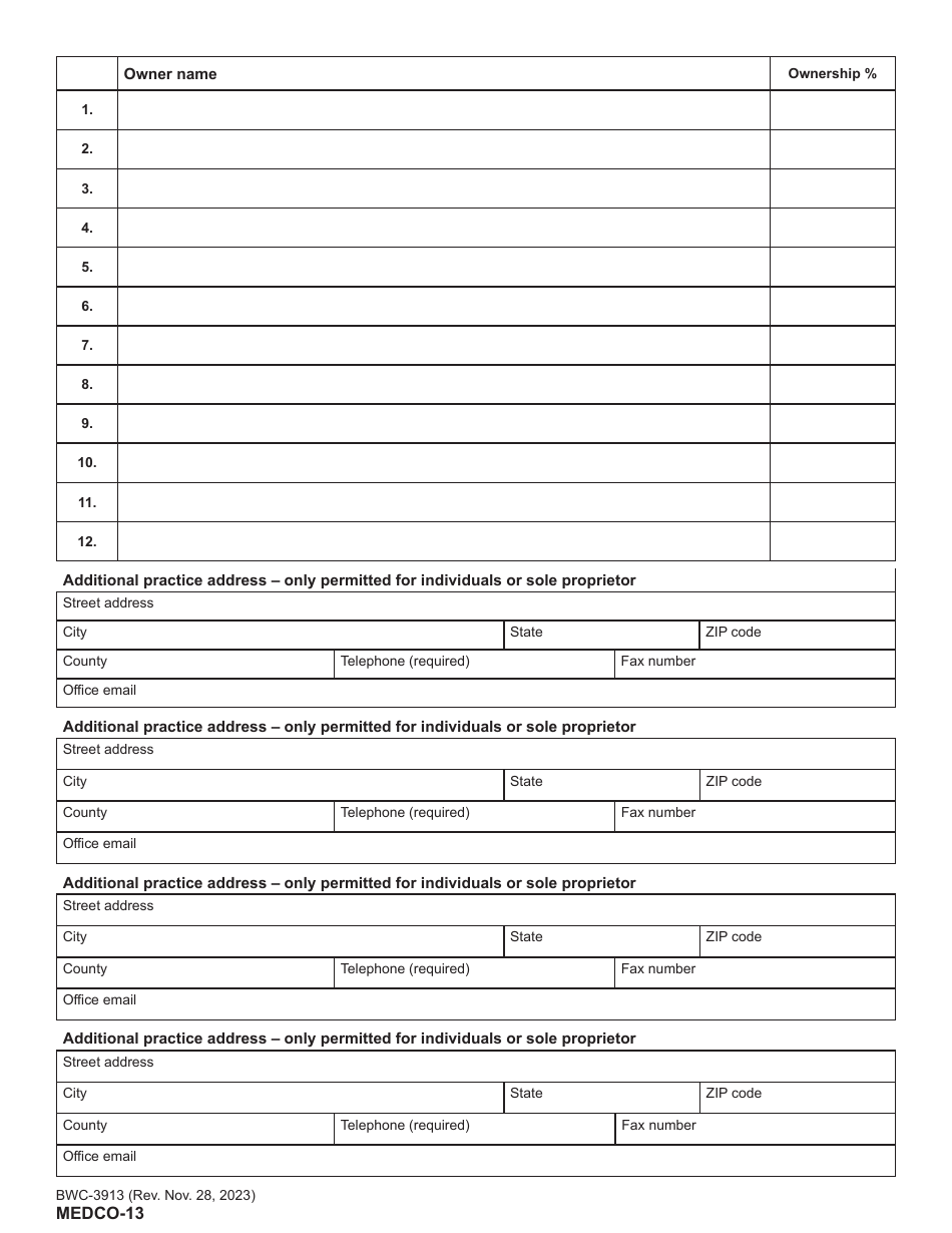 Form MEDCO-13 (BWC-3913) Application for Provider Enrollment and Certification - Ohio, Page 6
