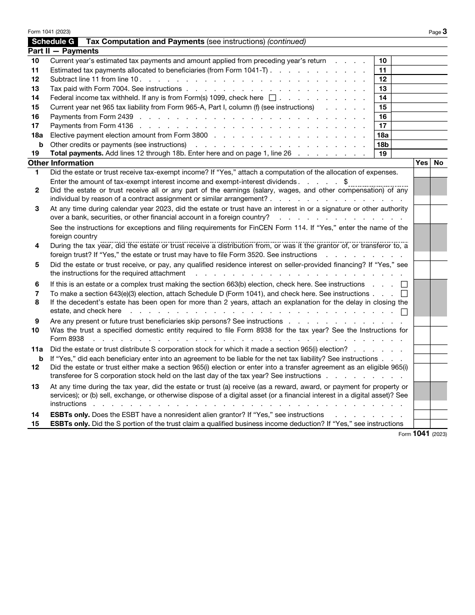 IRS Form 1041 Download Fillable PDF or Fill Online U.S. Tax