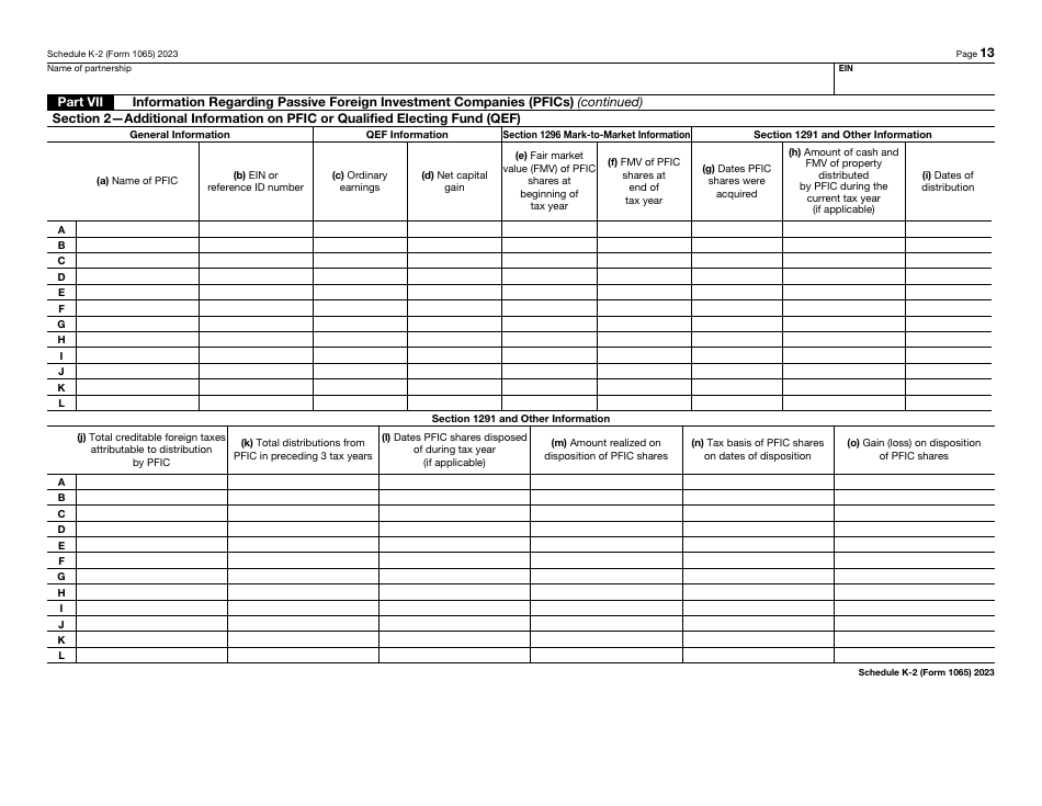 IRS Form 1065 Schedule K-2 Partners Distributive Share Items - International, Page 13