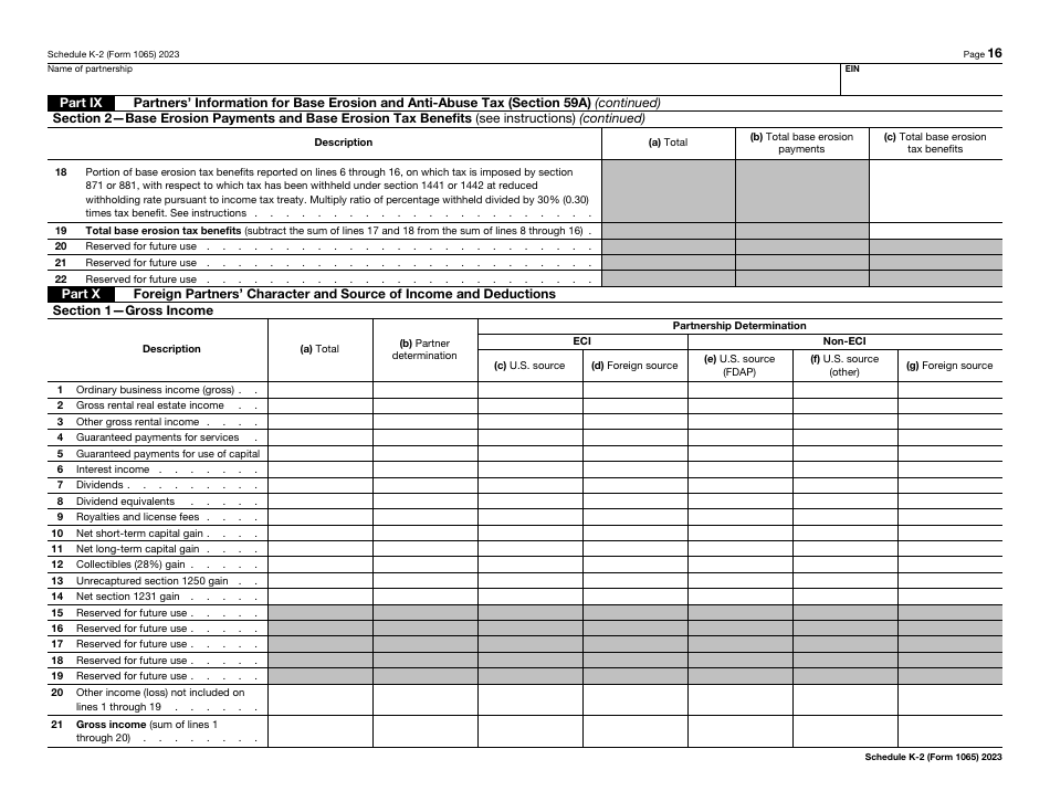 IRS Form 1065 Schedule K-2 Partners Distributive Share Items - International, Page 16