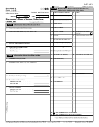 Document preview: IRS Form 1120-S Schedule K-1 Shareholder's Share of Income, Deductions, Credits, Etc., 2023