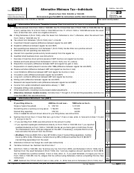 Document preview: IRS Form 6251 Alternative Minimum Tax - Individuals, 2023