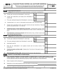 Document preview: IRS Form 8810 Corporate Passive Activity Loss and Credit Limitations