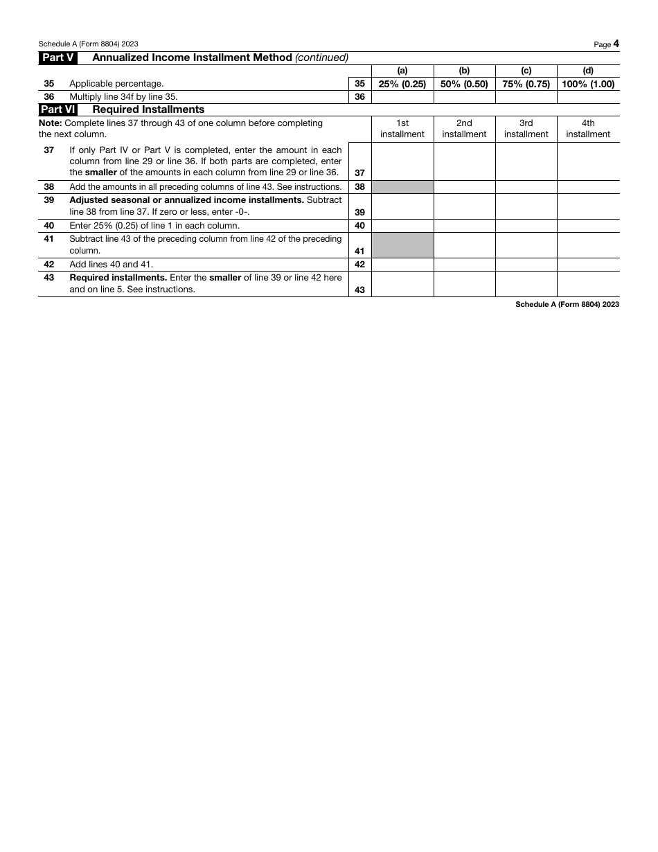 IRS Form 8804 Schedule A Download Fillable PDF or Fill Online Penalty ...