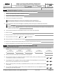 Document preview: IRS Form 8854 Initial and Annual Expatriation Statement, 2023