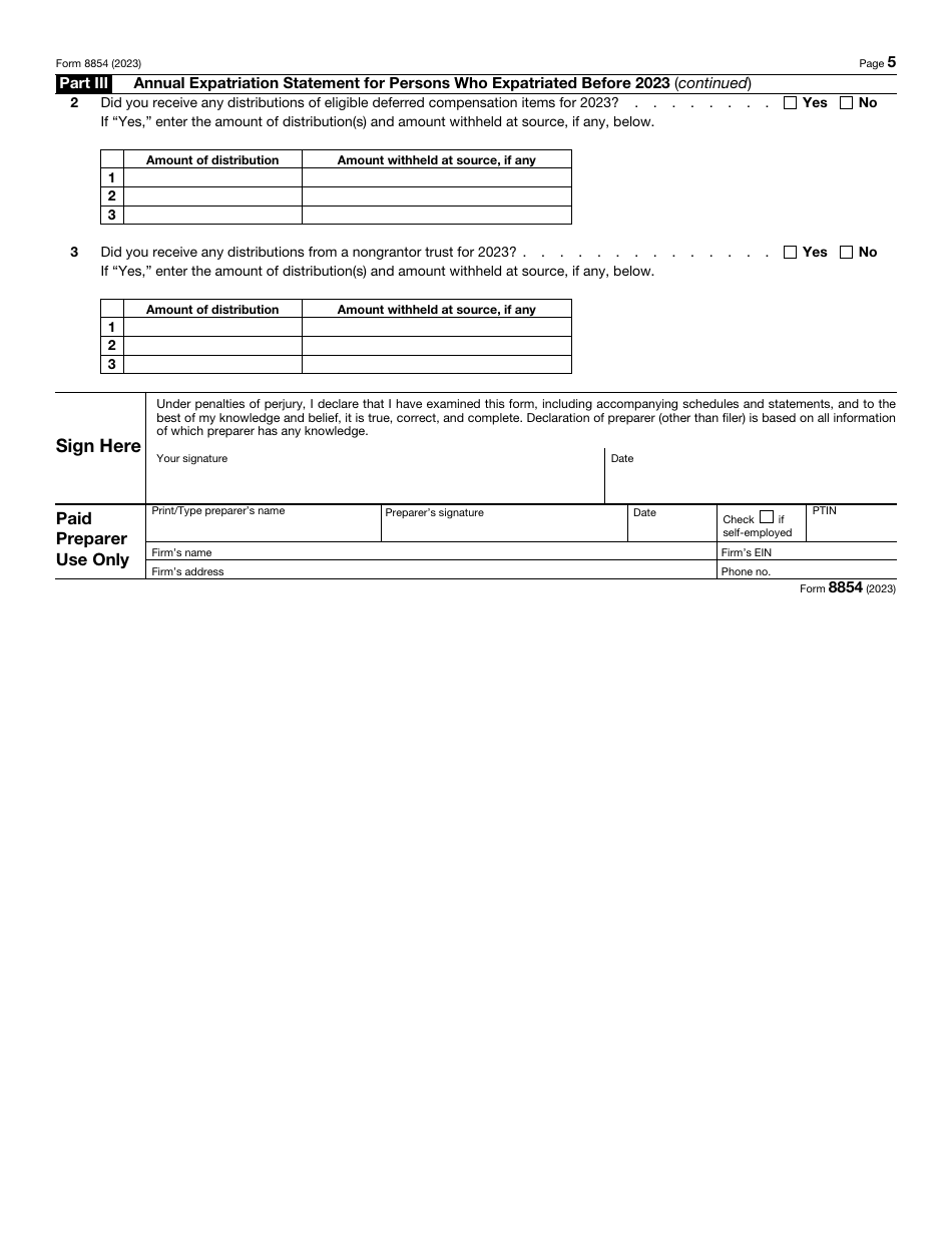 IRS Form 8854 Initial and Annual Expatriation Statement, Page 5
