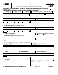 Document preview: IRS Form 8966 Fatca Report, 2023