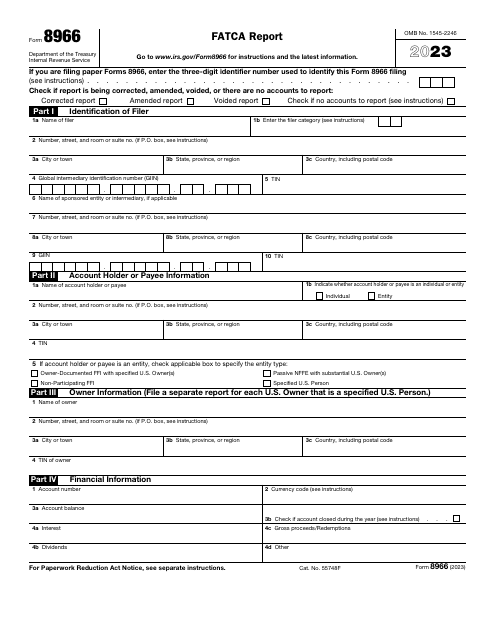 IRS Form 8966 Fatca Report, 2023