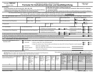 IRS Form 13614-C (DE) Intake/Interview and Quality Review Sheet (German)