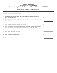 Document preview: Form CBT-206 Fee Worksheet for Partnership Application for Extension of Time to File Form Nj-Cbt-1065 - New Jersey