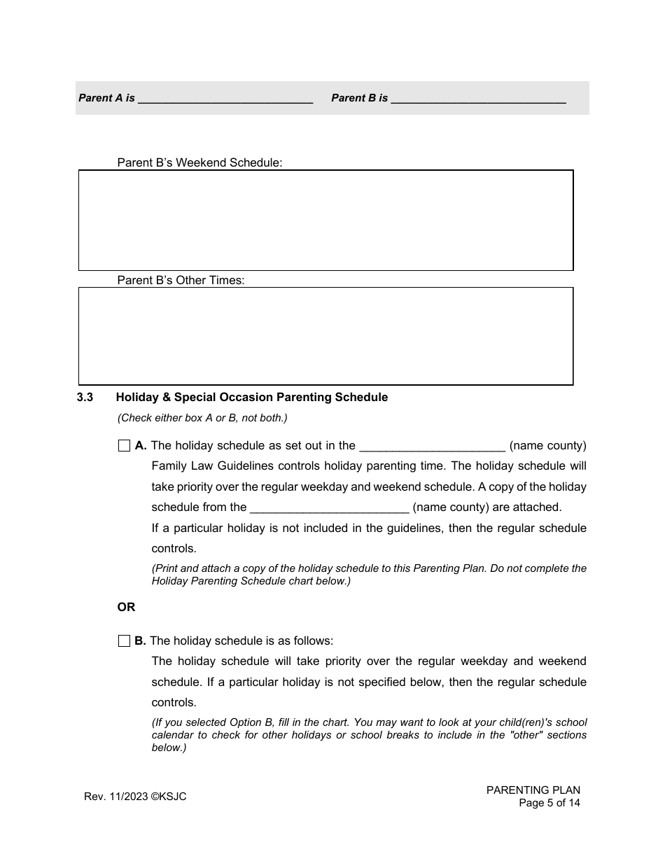 Parenting Plan - Kansas, Page 5