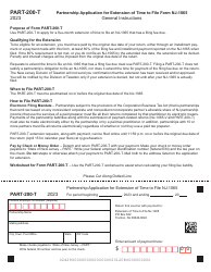 Form PART-200-T Partnership Application for Extension of Time to File Nj-1065 - New Jersey