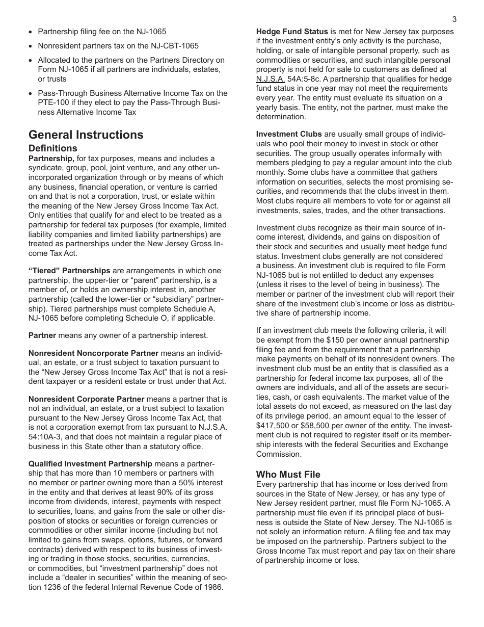 Instructions for Form NJ-1065 New Jersey Partnership Return - New Jersey, Page 3