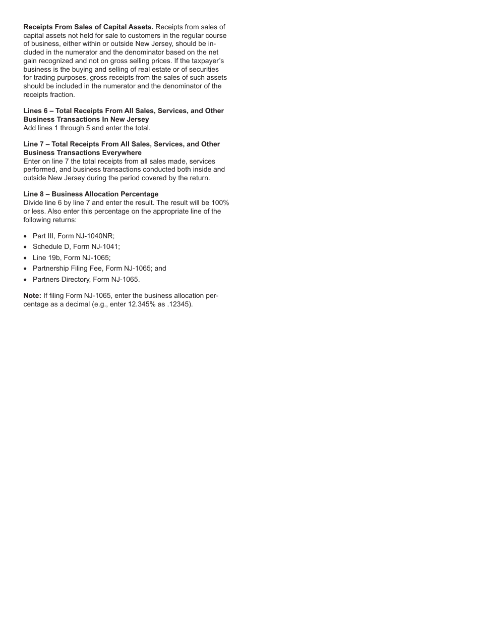 Form NJ-NR-A Business Allocation Schedule for Tax Years Beginning on and After January 1, 2023 - New Jersey, Page 2