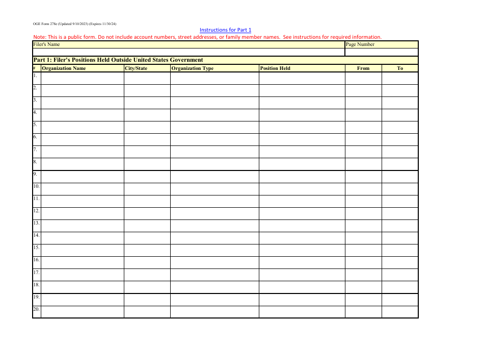 OGE Form 278E Executive Branch Personnel Public Financial Disclosure Report, Page 12