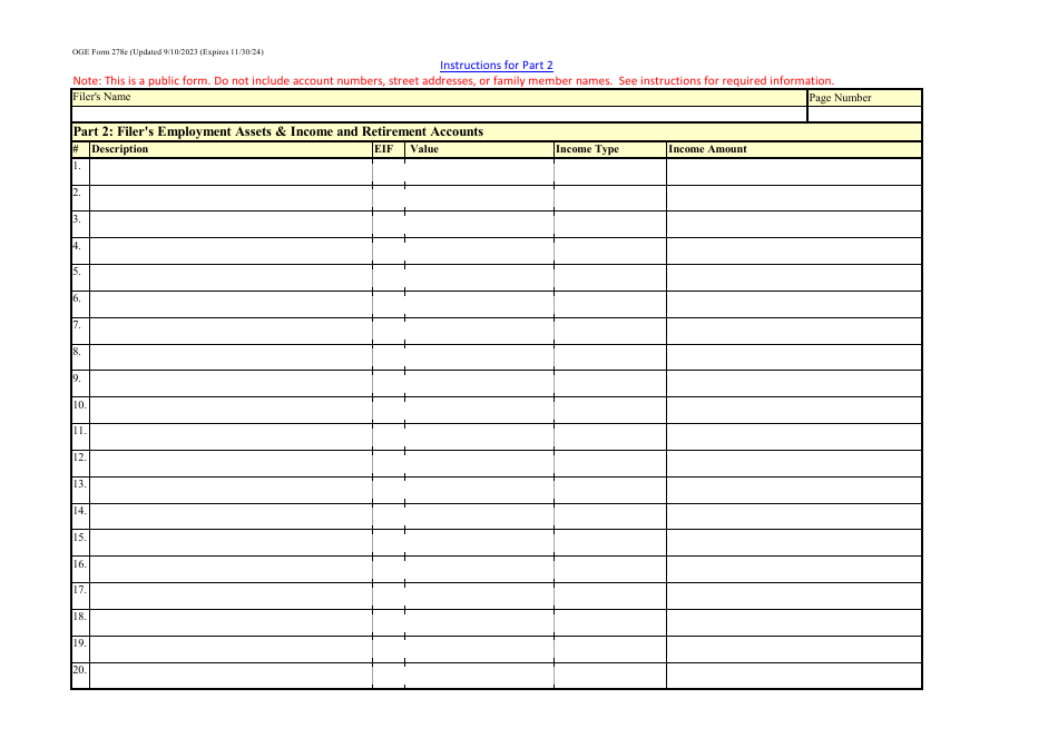 OGE Form 278E Executive Branch Personnel Public Financial Disclosure Report, Page 13