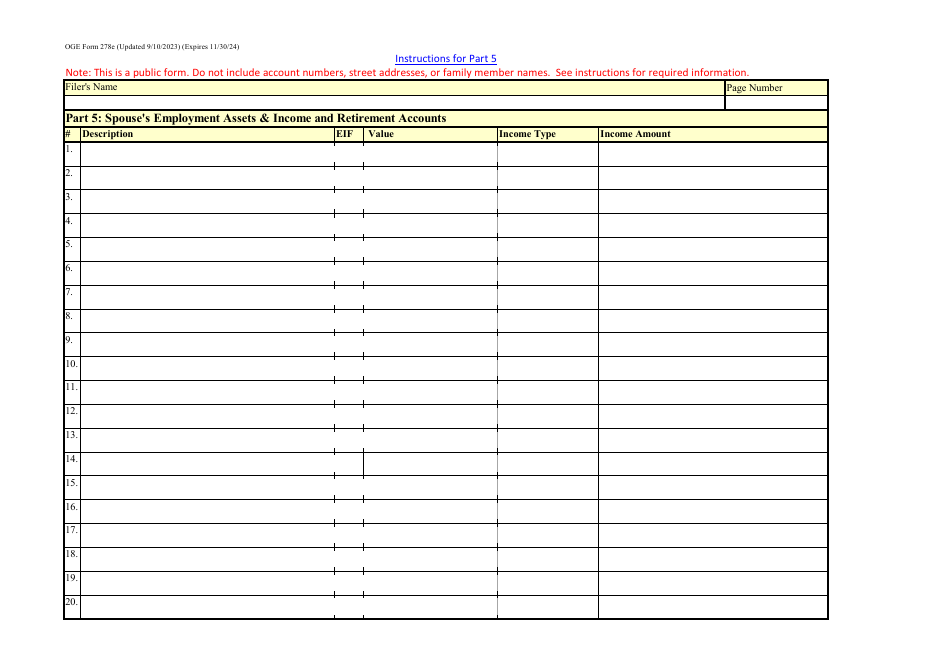 OGE Form 278E Executive Branch Personnel Public Financial Disclosure Report, Page 16