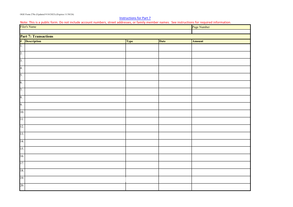 OGE Form 278E Executive Branch Personnel Public Financial Disclosure Report, Page 18