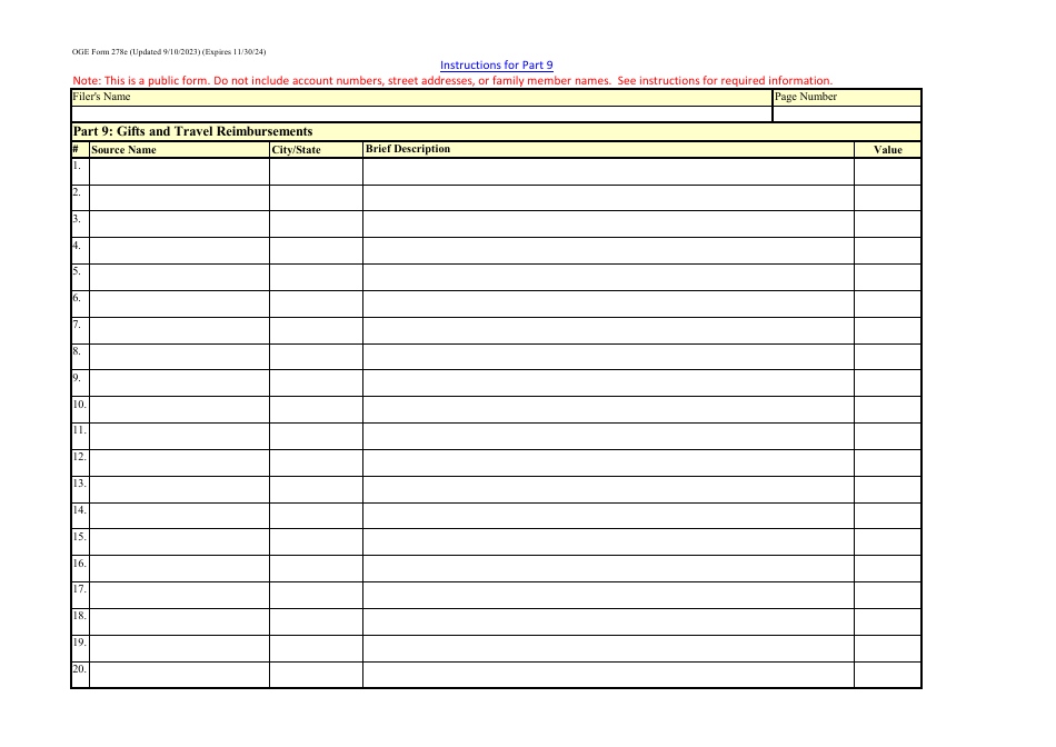 OGE Form 278E Executive Branch Personnel Public Financial Disclosure Report, Page 20