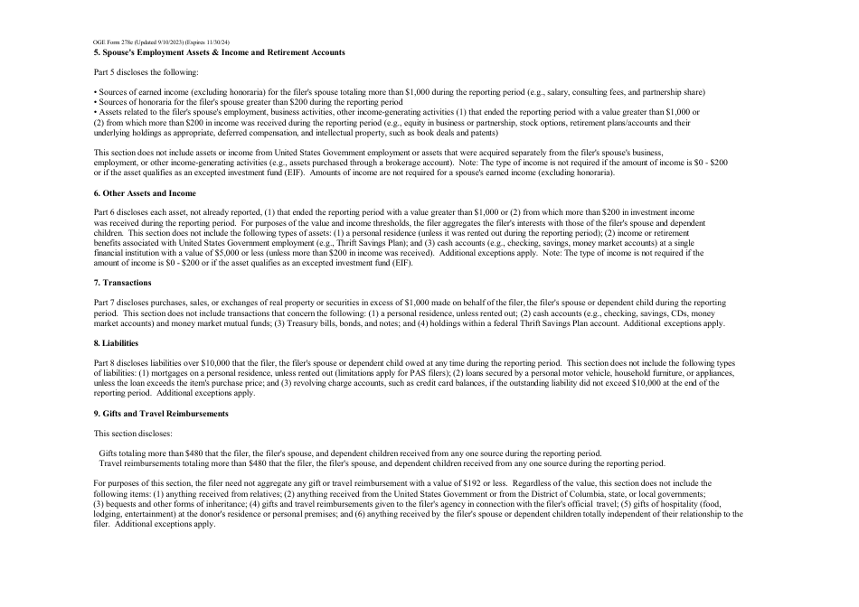 OGE Form 278E Executive Branch Personnel Public Financial Disclosure Report, Page 22