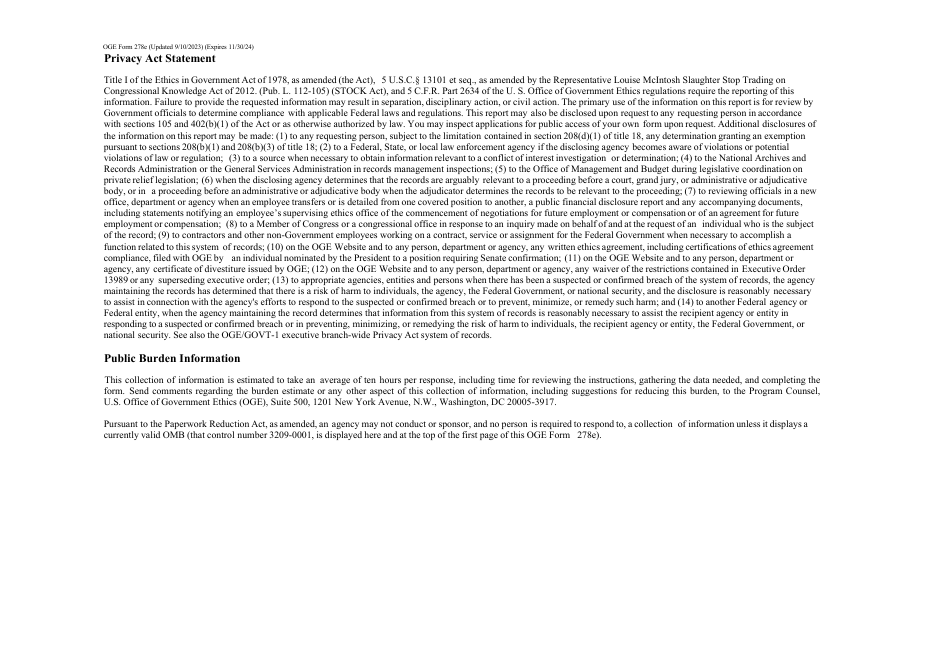 OGE Form 278E Executive Branch Personnel Public Financial Disclosure Report, Page 23