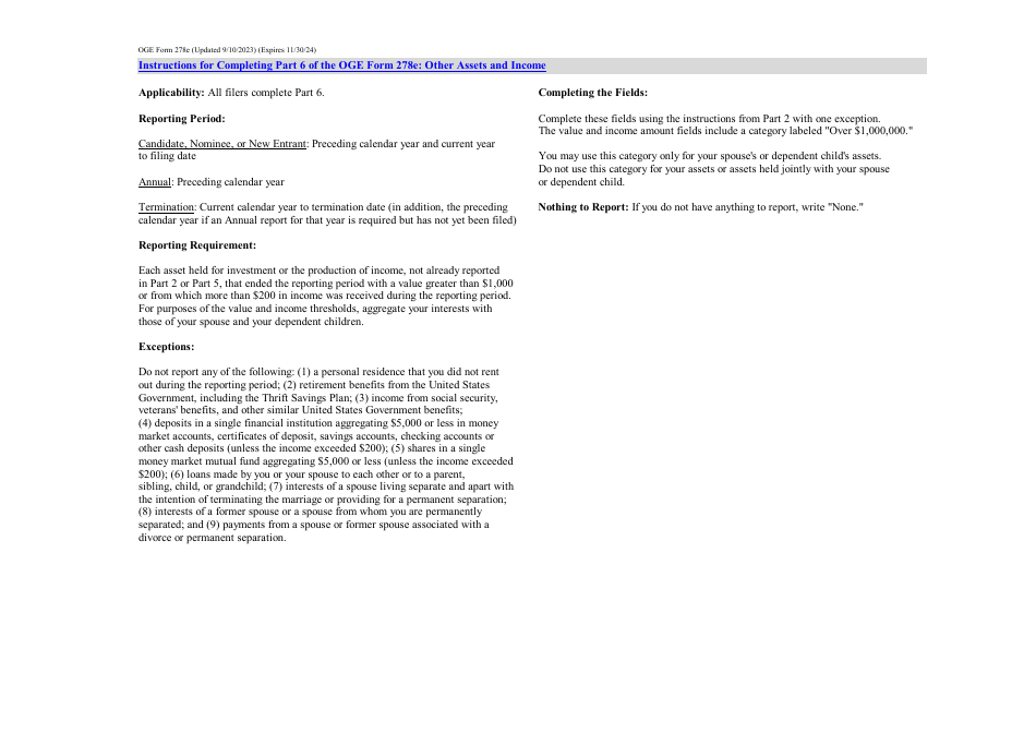 OGE Form 278E Executive Branch Personnel Public Financial Disclosure Report, Page 7