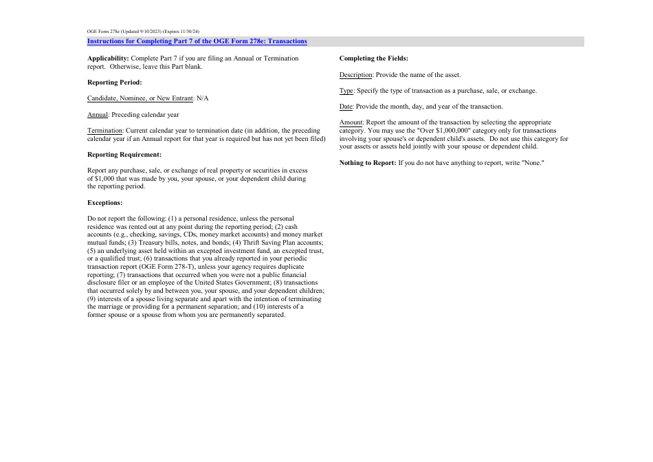 OGE Form 278E Executive Branch Personnel Public Financial Disclosure Report, Page 8