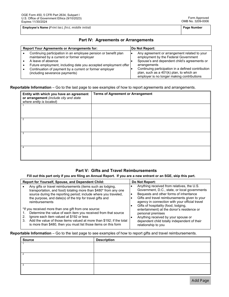 Oge Form 450 Download Fillable Pdf Or Fill Online Confidential 