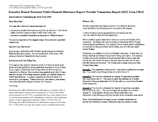 OGE Form 278-T Executive Branch Personnel Public Financial Disclosure Report: Periodic Transaction Report