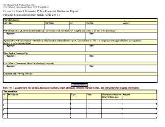 OGE Form 278-T Executive Branch Personnel Public Financial Disclosure Report: Periodic Transaction Report, Page 3