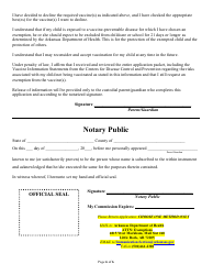Arkansas Immunization Exemption Application for Childcare or School Students - Arkansas, Page 6