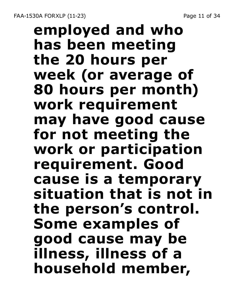 Form FAA-1530A-XLP Nutrition Assistance Able Bodied Adult Without Dependents (Abawd) Time Limits - Extra Large Print - Arizona, Page 11