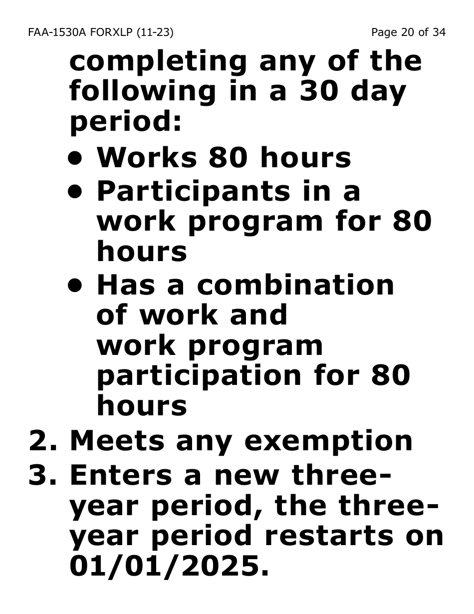 Form FAA-1530A-XLP Nutrition Assistance Able Bodied Adult Without Dependents (Abawd) Time Limits - Extra Large Print - Arizona, Page 20