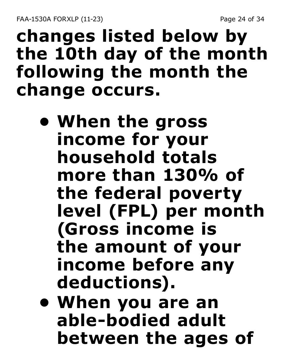 Form FAA-1530A-XLP Nutrition Assistance Able Bodied Adult Without Dependents (Abawd) Time Limits - Extra Large Print - Arizona, Page 24