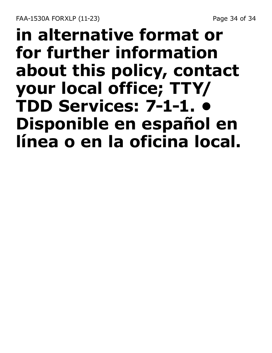Form FAA-1530A-XLP Nutrition Assistance Able Bodied Adult Without Dependents (Abawd) Time Limits - Extra Large Print - Arizona, Page 34