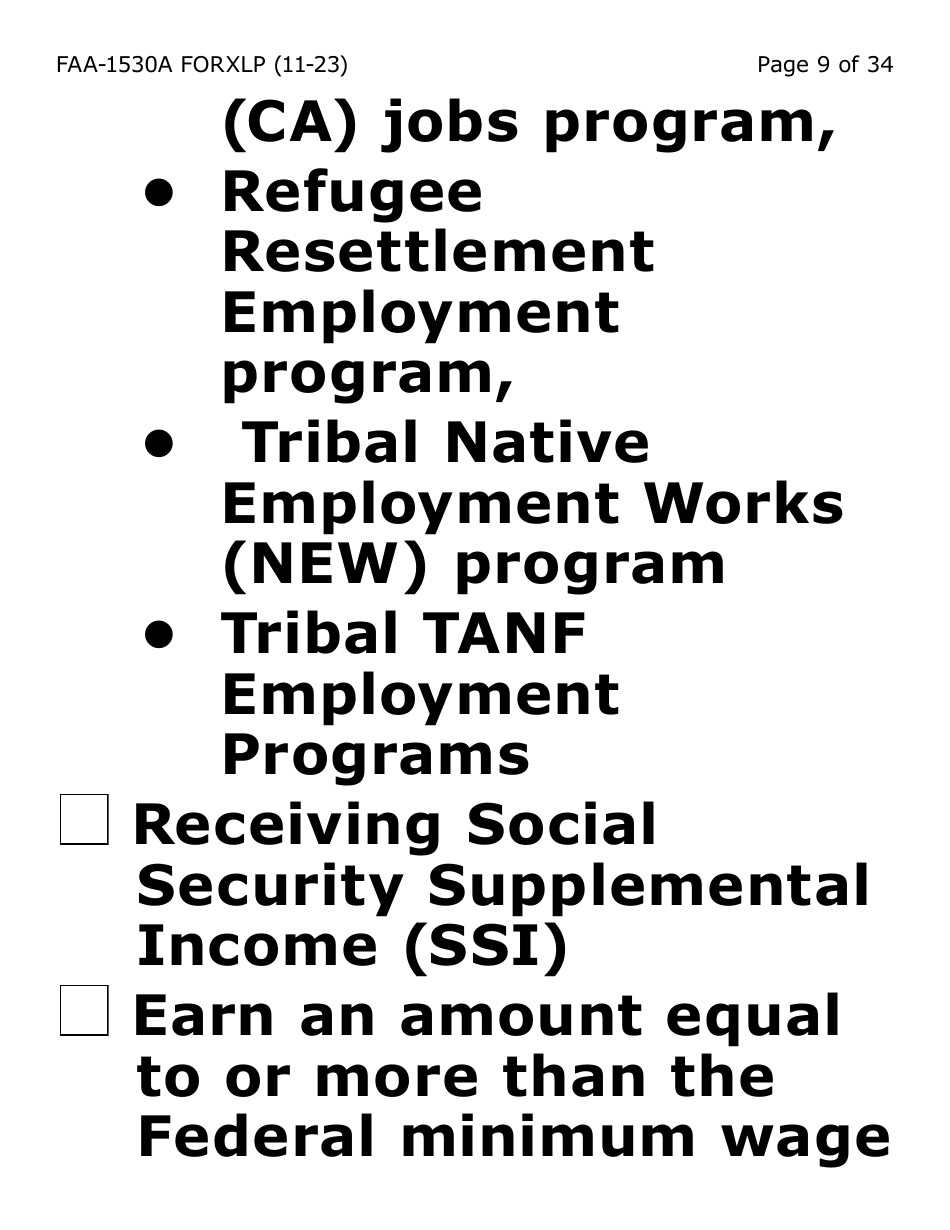Form FAA-1530A-XLP Nutrition Assistance Able Bodied Adult Without Dependents (Abawd) Time Limits - Extra Large Print - Arizona, Page 9