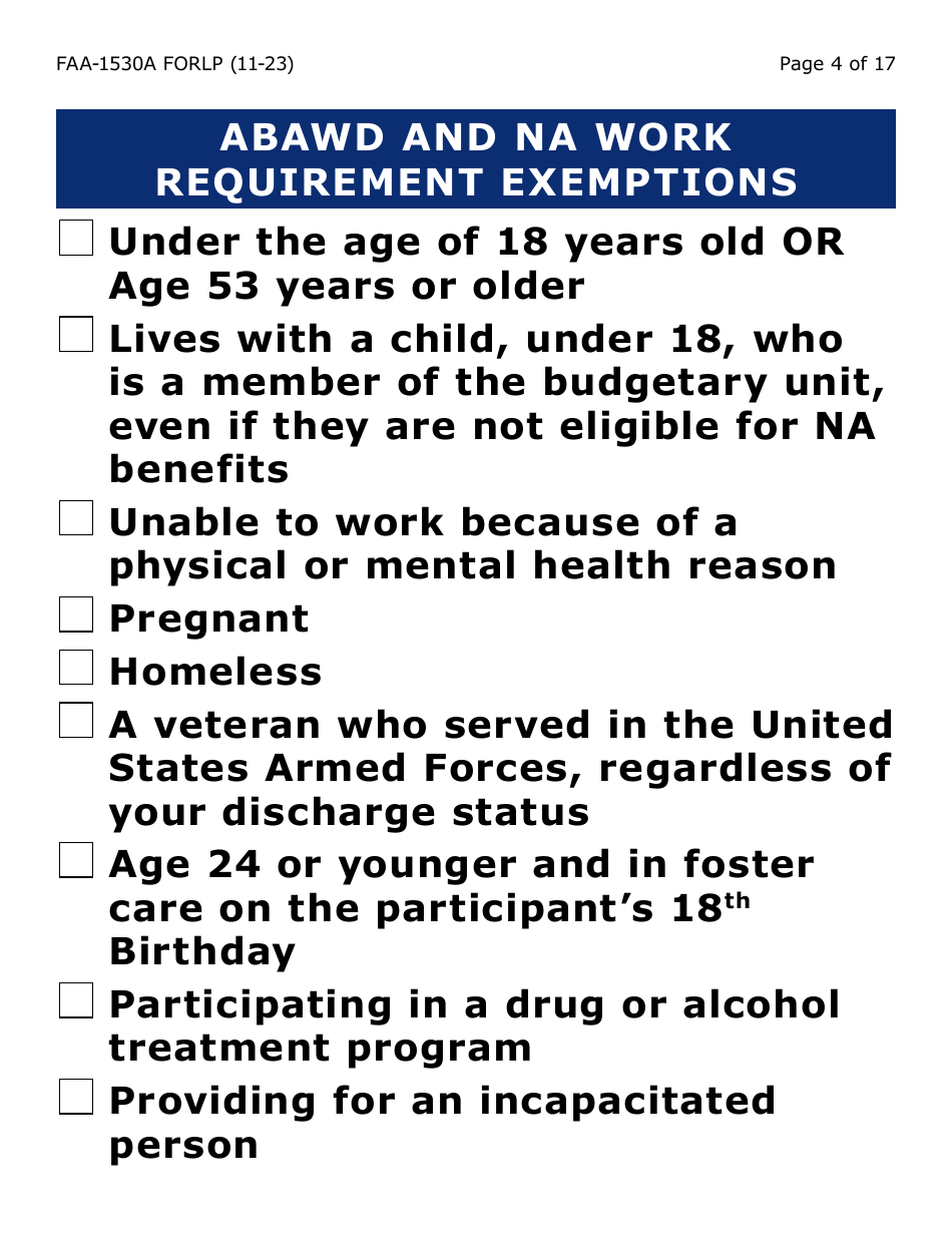 Form FAA-1530A-LP Nutrition Assistance Able Bodied Adult Without Dependents (Abawd) Time Limits - Large Print - Arizona, Page 4