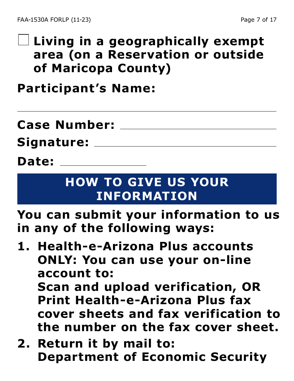 Form FAA-1530A-LP Nutrition Assistance Able Bodied Adult Without Dependents (Abawd) Time Limits - Large Print - Arizona, Page 7